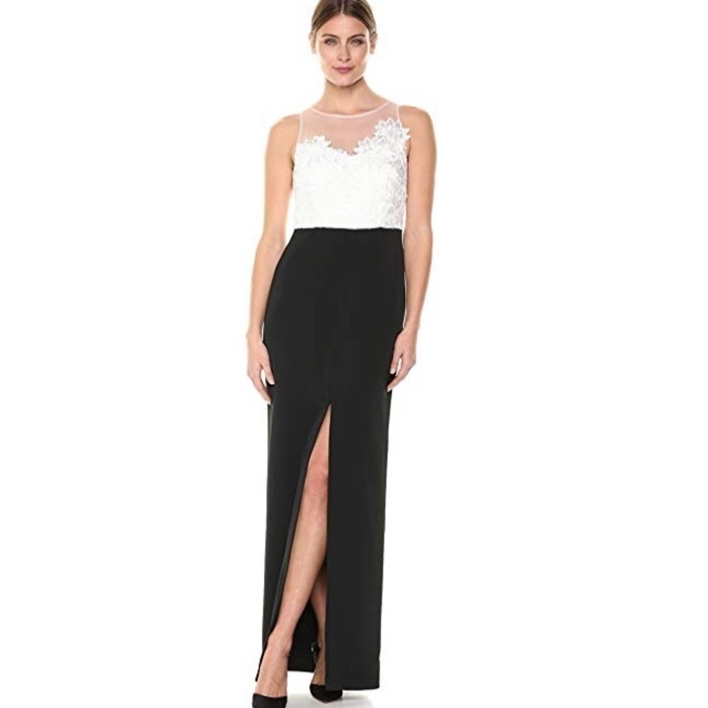 New Size 6 Aidan Mattox Black Lace Slit Dress NWT
